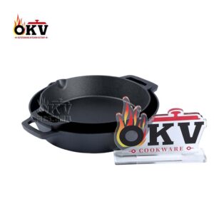 OKV American Double oil Tip skillet Non-stick uncoated double handle skillet