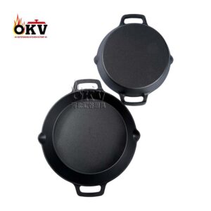 OKV American Double oil Tip skillet Non-stick uncoated double handle skillet