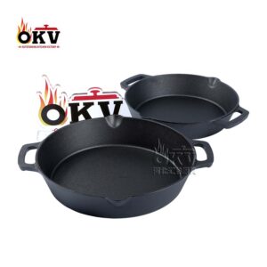 OKV American Double oil Tip skillet Non-stick uncoated double handle skillet