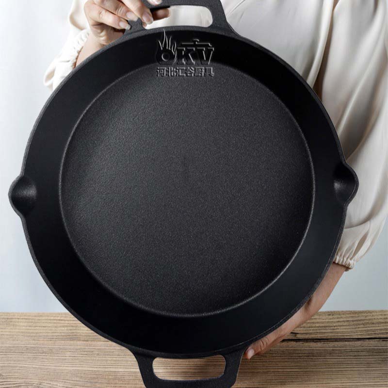 OKV American Double oil Tip skillet Non-stick uncoated double handle skillet