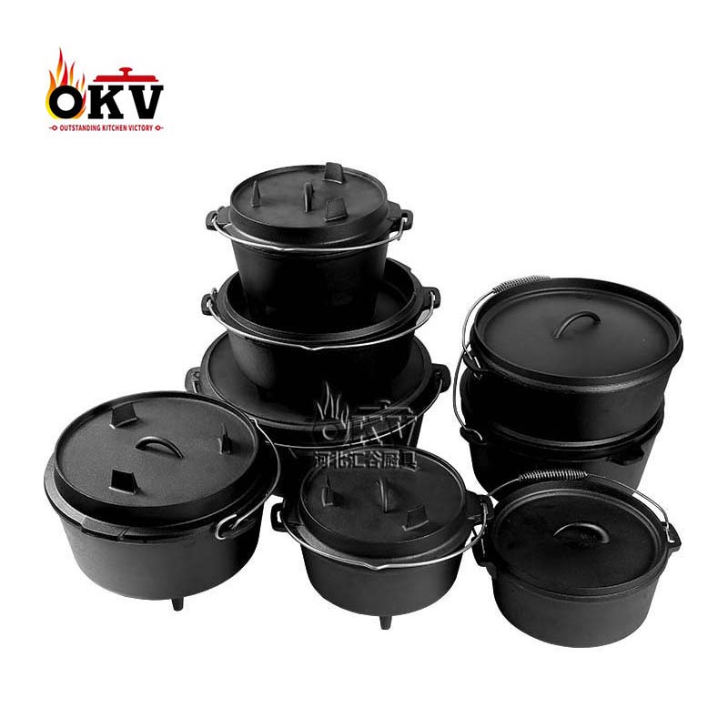 OKV Cookware Set Outdoor Cooking Stove Cast Iron Pot Set Dutch Pot Saucepan Soup Pot