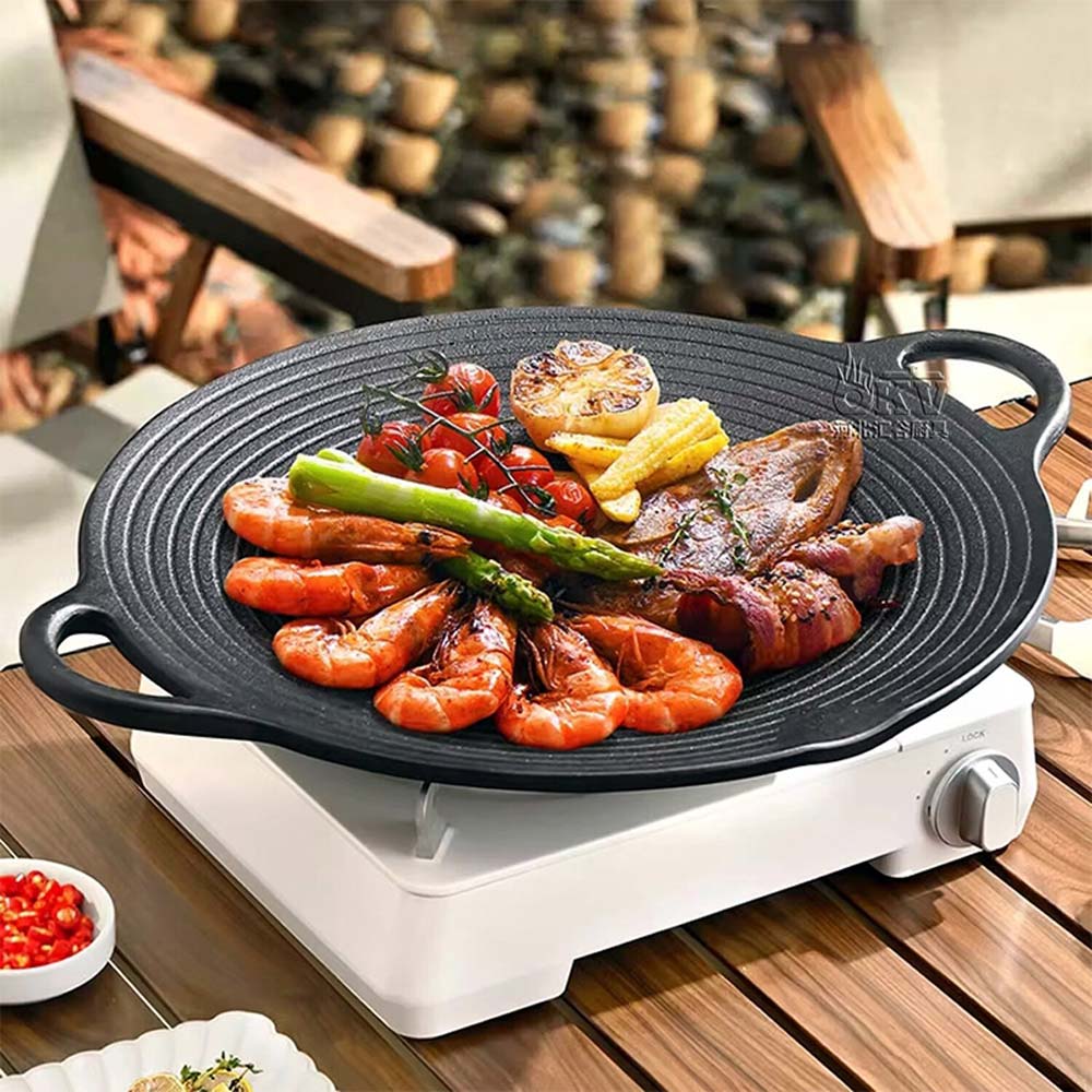 OKV cast iron skillet Grill pan Uncoated Korean outdoor barbecue pan