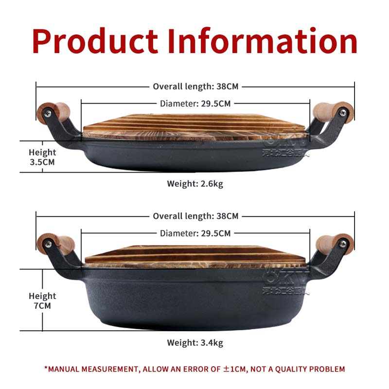 OKV Cast Iron Skillet Uncoated Non-Stick Pancake Pan 15 inch (38cm)