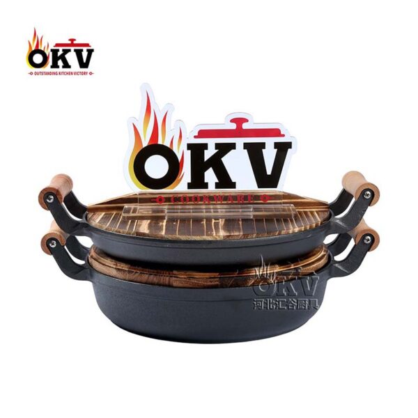 OKV Cast Iron Skillet Uncoated Non-Stick Pancake Pan 15 inch (38cm)