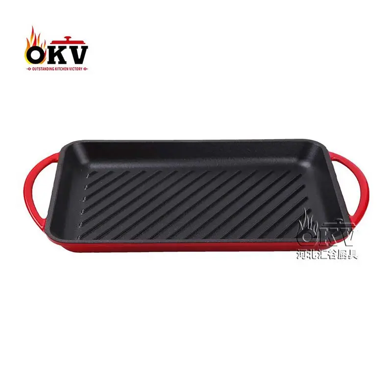 okv cast iron uncoated enamel enamel oblong grill plate Grill fish