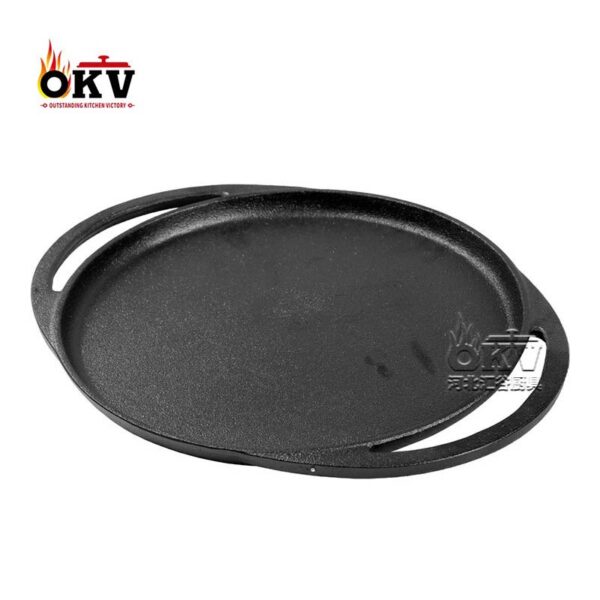 okv round thickened cast iron baking pan Non-stick camping baking pan