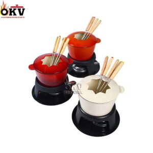 OKV Mini Hot Pot Enamelled Cast Iron Pot Malatang Skewer Hot Pot Set