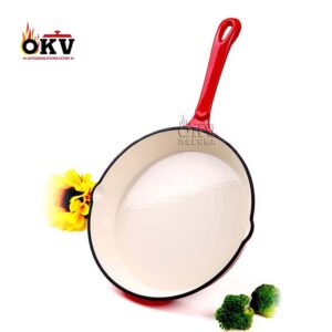 OKV Cast Iron Enamel Non-Stick Wok, 9.5inch (26cm)