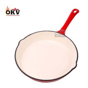 OKV Cast Iron Enamel Non-Stick Wok, 9.5inch (26cm)