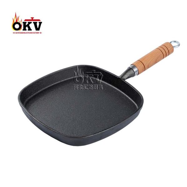 OKV Cast Iron Square Steak Skillet Striped Grill Pan Non-Stick Skillet