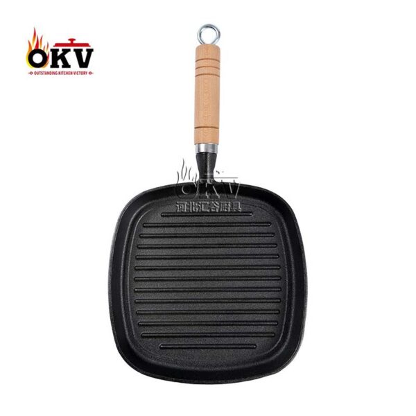 OKV Cast Iron Square Steak Skillet Striped Grill Pan Non-Stick Skillet