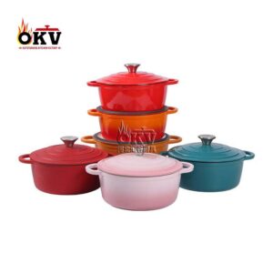 OKV Enameled Cast Iron Pot Two Ears Stew Pot Non-Stick Gift Pot Kitchen Universal Pot 11inch (28cm)