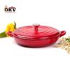 OKV Enamelled Cast Saucepan Seafood Wok Wok Non-Stick Steamer