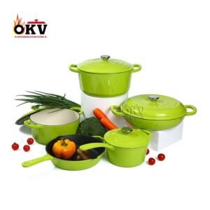 OKV High-end Multi-Color Cast Iron Enamel Cookware Set Combination 5-Piece Set