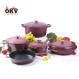 OKV High-end Multi-Color Cast Iron Enamel Cookware Set Combination 5-Piece Set