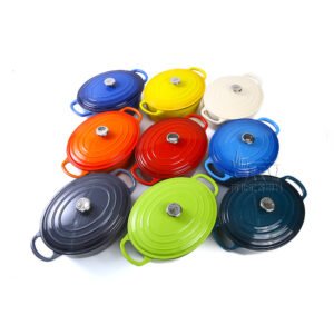 OKV Enameled Cast Iron Oval Dutch Oven – 9 Colors, Roaster Casserole Pot with Lid