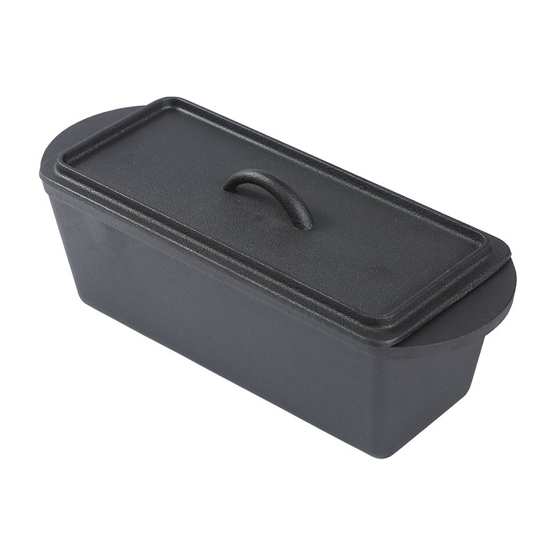 OKV Rectangular Cast Iron Bread Pan – Pre-Seasoned with Plant-Based Oil for Artisan Loaves & Baking