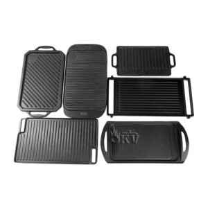 OKV Rectangular Cast Iron Griddle – Flat Baking Pan for Oven, Stovetop & Grill